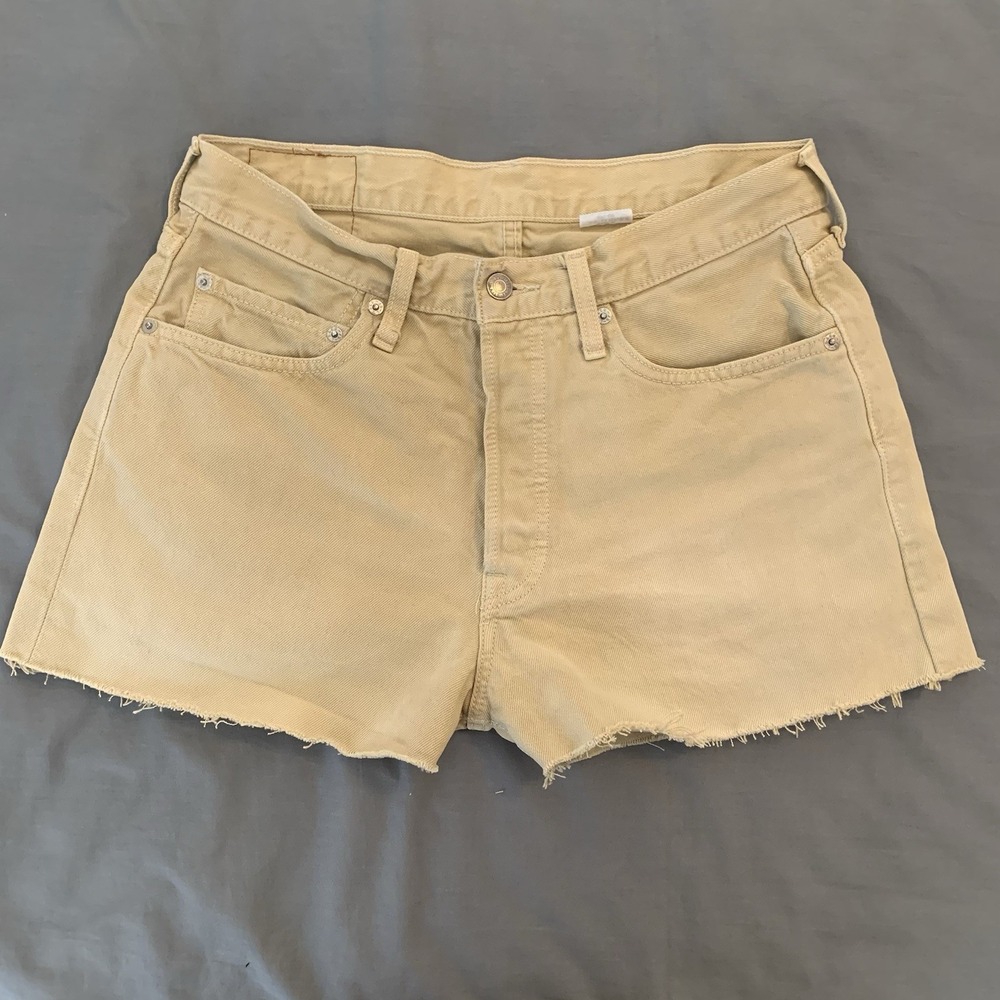 Levi 501 High Waisted Khaki/Tan Jean Shorts Sz 32